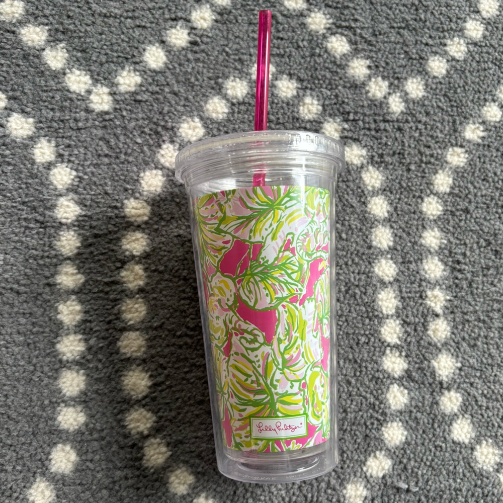 Lilly Pulitzer - Pink and Green Floral Tumbler Cup
